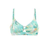 Triangel-Bikini-Top VENICE BEACH "Sandra", Damen, Gr. 40, Cup C/D, blau (türkis bedruckt), Recycling-Polyamid, floral, Rippoptik, leicht glänzend, Bikini-Oberteile, in modischer, leicht glänzender Rip