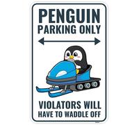 Venicor Pinguin Parking OnlySchild - 22,9 x 35,6 cm - Aluminium - PinguinGeschenke für Frauen Kinder - PinguinDekorationen Stofftier Kostüm Plüschtier Decke Aufkleber Schlüsselanhänger Socken