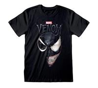 Venom Schwarzes T-Shirt für Herren, 100% Baumwolle, T-Shirt, Alien-Druck Marvel Comics., Schwarz , XXL