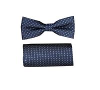 Fliege VENTI "VENTI Set aus Fliege und Einstecktuch gemustert", Herren, blau (dunkles mittelblau), 100% Seide, Fliegen (78471568-0) dunkles mittelblau