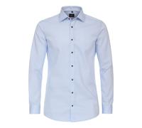 Venti Herren Businesshemd Uni Body Fit Baumwoll-Stretch Langarm Hellblau Größe 45