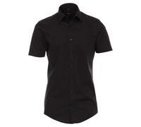 Venti Herren Businesshemd Kurzarm uni Body Fit, schwarz, 39 Schwarz
