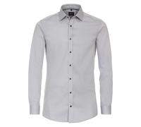 Businesshemd VENTI "VENTI Businesshemd uni", Herren, Gr. 46, Normalgrößen, grau (hellgrau), 97% Baumwolle, 3% Elasthan, unifarben, sehr figurbetont, Hemden (24396152-46) hellgrau