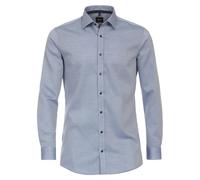 Venti Businesshemd Uni Body Fit graues Mittelblau 38