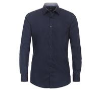 Businesshemd VENTI "VENTI Businesshemd uni", Herren, Gr. 42, Normalgrößen, blau (dunkelblau), 100% Baumwolle, unifarben, sehr figurbetont, Hemden (57749630-42) dunkelblau
