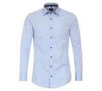 Businesshemd VENTI "VENTI Businesshemd uni", Herren, Gr. 44, Normalgrößen, blau (hellblau), 100% Baumwolle, unifarben, sehr figurbetont, Hemden (44312300-44) hellblau