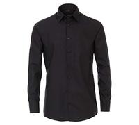 Größe 45 Venti Hemd Schwarz Uni 69er Extralanger Arm Modern Fit Tailliert Kentkragen 100% Baumwolle Bügelfrei