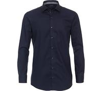 Businesshemd VENTI "VENTI Businesshemd Hyperflex uni", Herren, Gr. 37, Normalgrößen, blau (dunkelblau), 88% Baumwolle, 12% Elasthan, unifarben, schmal, Hemden (16334853-37) dunkelblau