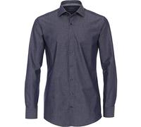 Businesshemd VENTI "VENTI Businesshemd uni", Herren, Gr. 43, Normalgrößen, blau (graues dunkelblau), 88% Baumwolle, 12% Elasthan (LYCRA), unifarben, schmal, Hemden (61920714-43) graues dunkelblau