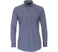 Businesshemd VENTI "VENTI Businesshemd Jerseyflex Print", Herren, Gr. 39, Normalgrößen, blau (mittelblau), 89% Baumwolle, 11% Elasthan, bedruckt, schmal, Hemden (65719308-39) mittelblau