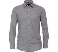 Venti Businesshemd kariert Modern Fit Schwarz 40
