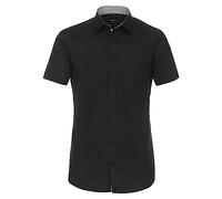 Venti Businesshemd Body-Fit Kurzarm Herren Schwarz Gr. 40 100% Baumwolle