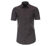 Venti Herren Businesshemd Kurzarm uni Body Fit, grau, 39 Dunkelgrau