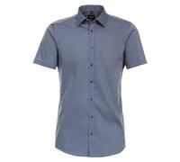 Businesshemd VENTI "VENTI Businesshemd Kurzarm uni", Herren, Gr. 43, Normalgrößen, blau (sattes mittelblau), 100% Baumwolle, unifarben, sehr figurbetont, Hemden (51266669-43) sattes mittelblau