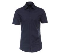 Businesshemd VENTI "VENTI Businesshemd Kurzarm uni", Herren, Gr. 39, Normalgrößen, blau (dunkelblau), 100% Baumwolle, unifarben, sehr figurbetont, Hemden (29550917-39) dunkelblau