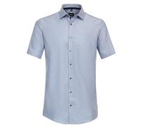 Businesshemd VENTI "VENTI Businesshemd Kurzarm uni", Herren, Gr. 45, Normalgrößen, blau (mittelblau), 100% Baumwolle, unifarben, schmal, Hemden (94970311-45) mittelblau