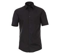 Venti Businesshemd Kurzarm Uni Modern Fit Schwarzgrau 43