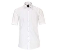 Größe 42 Venti Hemd Weiss Uni Kurzarm Slim Fit Tailliert Kentkragen 100% Baumwolle Popeline Bügelfrei