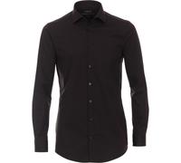 Businesshemd VENTI "VENTI Businesshemd uni", Herren, Gr. 38, Normalgrößen, schwarz, 89% Baumwolle, 11% Elasthan, unifarben, sehr figurbetont, Hemden (94555936-38) schwarz