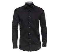 Venti Herren Businesshemd uni Body Fit, schwarz, 44 Schwarz