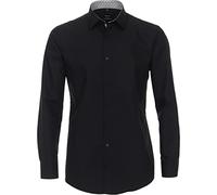 Venti Businesshemd Uni Modern Fit 100% Baumwolle Schwarz Größe 39