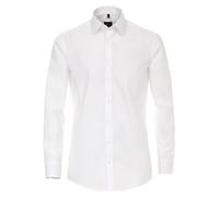 Venti Herren Businesshemd Uni Modern Fit Kent Langarm Weiß Größe 45