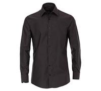 Größe 46 Venti Hemd Schwarzgrau Uni Langarm Slim Fit Tailliert Kentkragen 100% Baumwolle Popeline Bügelfrei