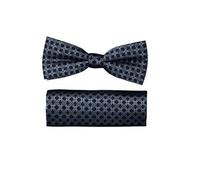 Venti Set Fliege & Einstecktuch gemustert 100% Seide Herren dunkelblau