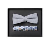 Venti Set Fliege, Einstecktuch blau, Gemustert