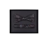 Venti Set Fliege, Einstecktuch anthrazit, Gemustert