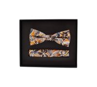 Venti Set Fliege, Einstecktuch beige, Gemustert
