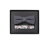 Venti Set Fliege, Einstecktuch blau, Gemustert