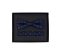 Venti Set Fliege, Einstecktuch dunkelblau, Gemustert