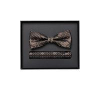 Fliege VENTI "VENTI Set aus Fliege und Einstecktuch gemustert", Herren, braun, 100% Seide, Fliegen (23349257-0) braun
