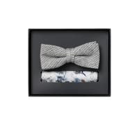 Venti Set Fliege, Einstecktuch grau, Gemustert