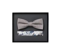Venti Set Fliege, Einstecktuch grau, Gemustert
