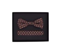 Venti Set Fliege, Einstecktuch orange, Gemustert