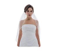 Venus Jewelry Hochzeitsschleier von Bandkanten für Damen Länge der Fingerspitze 36 Zoll Elfenbein