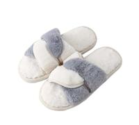 VENYAA Frauen Warme Plüsch Hausschuhe,Damen Winter Plüsch Pantoffeln Warme rutschfeste Flache Flip Flop Bequeme Flauschige,Freizeit Warme Baumwolle Hausschuhe(Size:EU 36-37,Color:Grau)