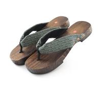 VENYAA Herren-Flip-Flop mit flacher Unterseite, japanische Holzclogs, Flip-Flop, traditionelle japanische Sandalen, bequeme, rutschfeste flache Schuhe (Größe: 45, Farbe: Schwarz + 2)
