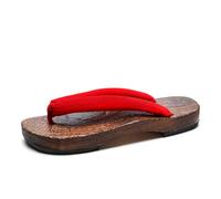 VENYAA Herren Sommerfreizeitstrand Hausschuhe,Flip Flops rutschfeste Japanische Traditionelle Geta Samurai rutschfest Sandalen(Size:EU 42,Color:Rot)
