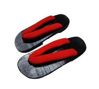 Japan Traditionellen Schuhe Geta Männer Sandalen rutschfest Schlappen Strandschuhe Weich Sommer Herren und Damen Rundkopf Massivholz Clogs Hausschuhe(Size:EU 45,Color:Rot+A)