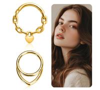 VEOIRXU 2 Stück Conch Piercing Schmuck Helix Gold Hoop Septum Rook Tragus Daith Piercing Hinged Segment Clicker 16G 10MM Nasenring Double Creolen Helix Knorpel Ohrringe aus 316L Edelstahl für Damen