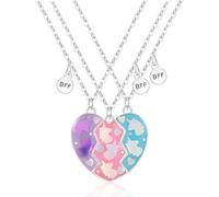 VEOIRXU 3 Stück Freundschaftsketten für 3 BFF Ketten für 3 Magnetherz Freundschaftsketten für 3 Einhorn Beste Freunde Kette 3 Schwestern Halskette Geburtstag für Beste Freunde Weihnachtsgeschenke