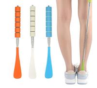 VEOIRXU 3 Stück Schuhlöffel Teleskopisch Ausziehbar 30-71cm Mit Bequemen Griffen Schuhanzieher Edelstahl Verstellbar Klein Und Lang Für Herren Damen Senioren Reisen Geeignet(3 Farben)