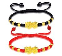 Vepoty Feng Shui Pixiu Armband 2pcs Natürliche Obsidian Steinperlenarmband Viel Glück Armband Für Männer Frauen