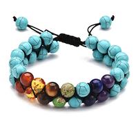 Vepoty Lavastein-Armband, Yoga-Stein-Perlen-Armband, Verstellbarer Perlen-Armreif, Chakra-Armband für Damen und Herren