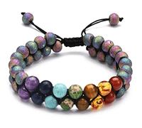 Vepoty Lavastein-Armband, Yoga-Stein-Perlen-Armband, Verstellbarer Perlen-Armreif, Chakra-Armband für Damen und Herren