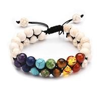 Vepoty Lavastein-Armband, Yoga-Stein-Perlen-Armband, Verstellbarer Perlen-Armreif, Chakra-Armband für Damen und Herren