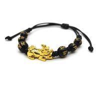 Vepoty Schwarzer Feng Shui Perlenarmband, Einstellbares Obsidian Armband Pi Xiu Armband Handgeschnitztes Amulett Für Viel Glück Reichtum